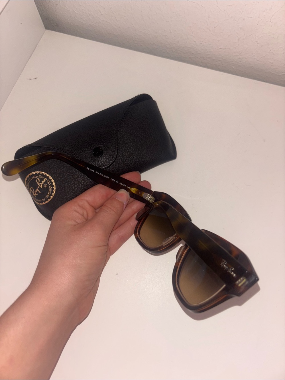 Ray-Ban State Street Sunglasses - Polished Havana Tortoiseshell with Dark Lenses - Picture 6 of 6